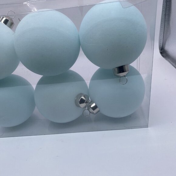 Hobby Lobby Blue Pastel Velvet Round Christmas Ornaments (6 PCs) Silver Hanger - Picture 4 of 8